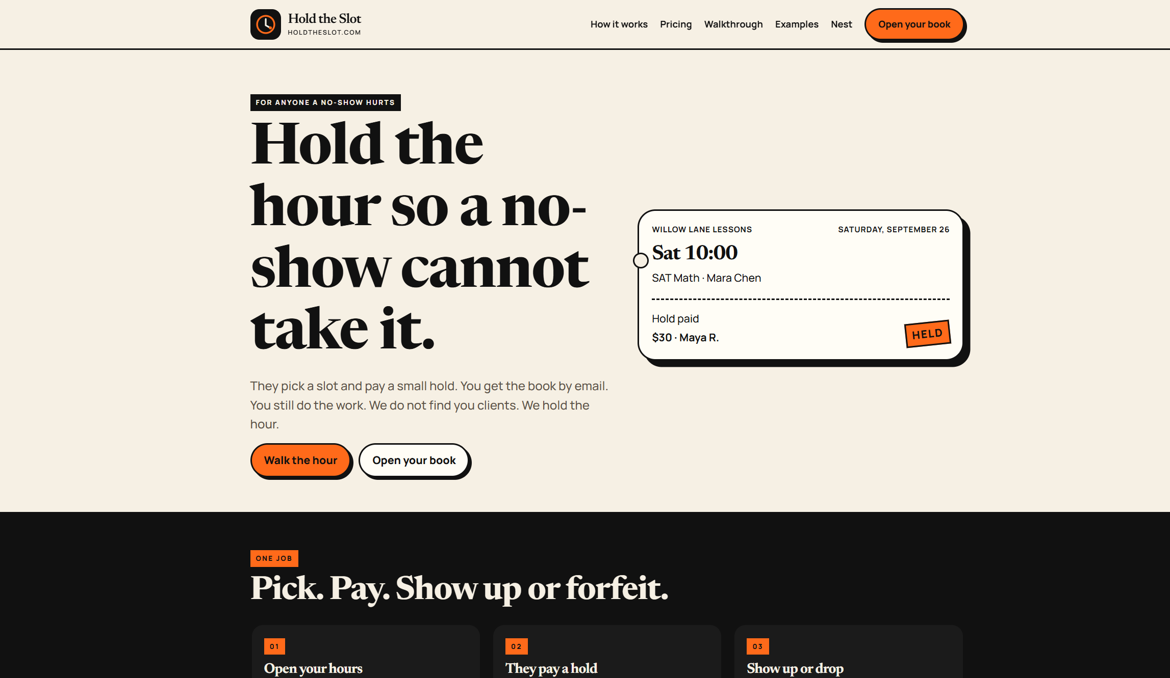 Screenshot of holdtheslot.com